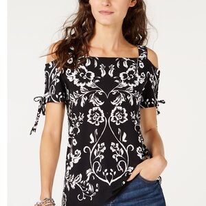 INC Cold Shoulder tie sleeve top Size Large